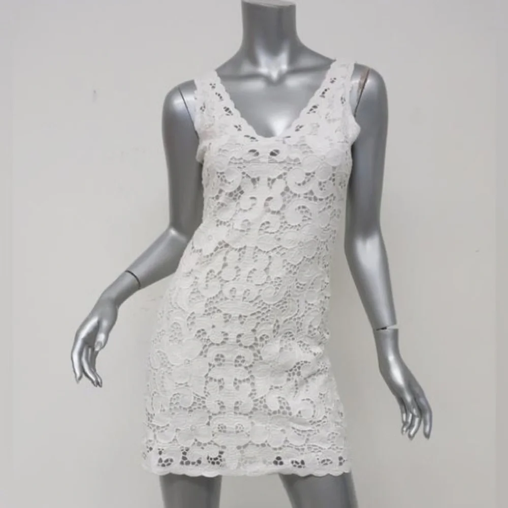 CALYPSO ST. BARTH DRESS KAGAMI WHITE LINEN EMBROIDERED LACE SIZE EXTRA SMALL - Picture 2 of 9